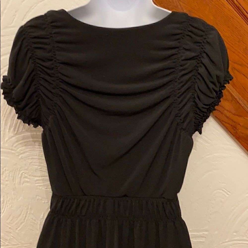 Laundry by Design Mini Dress Women Black Ruched Empire Waist V-Neck 6 - Picture 4 of 5